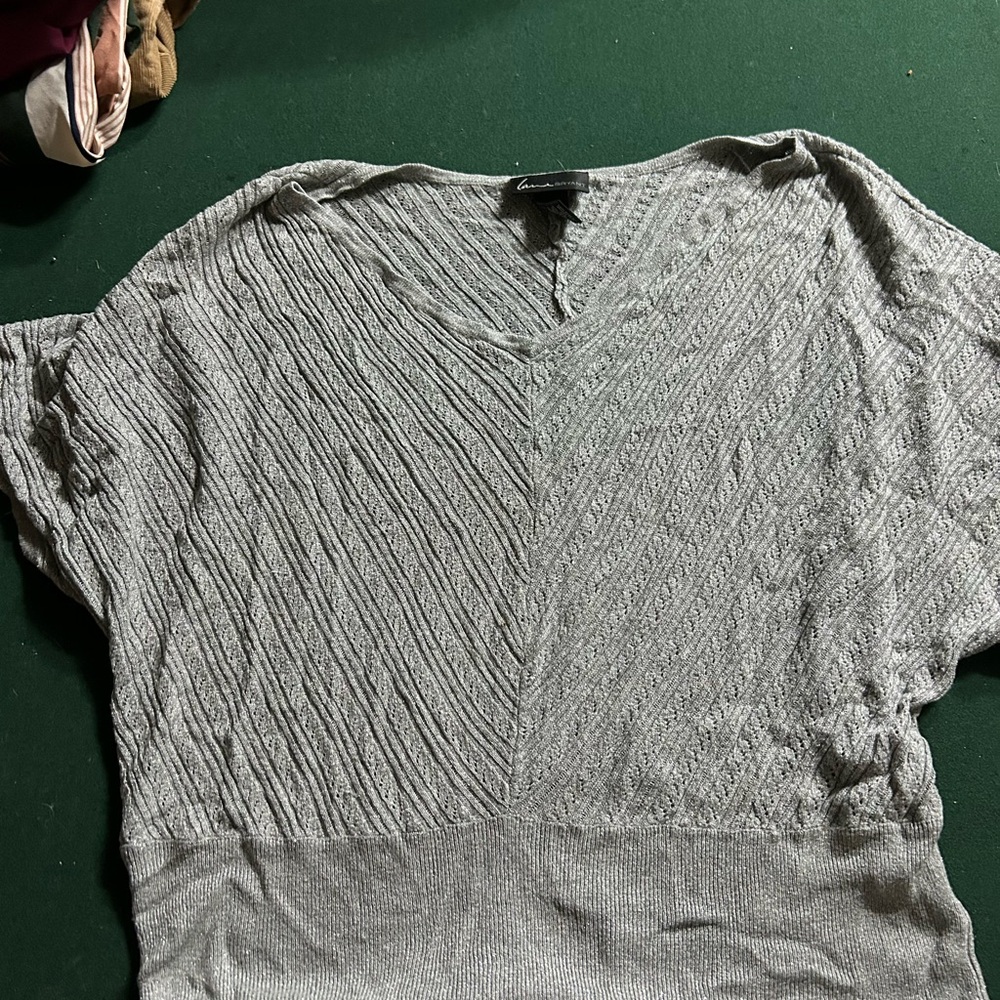 Lane Bryant Metallic Gray Knit Top